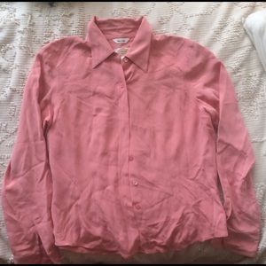 Talbots button down pink silk top
